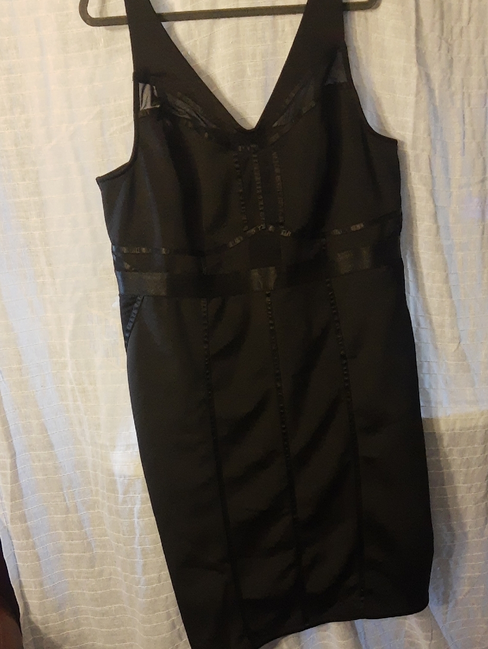 torrid Black V-Neck Midi Dress with Sheen Trim